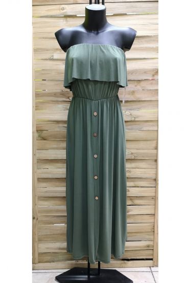 VESTIDO DE HOMBROS DENUDEES 1012 VERDE MILITAR