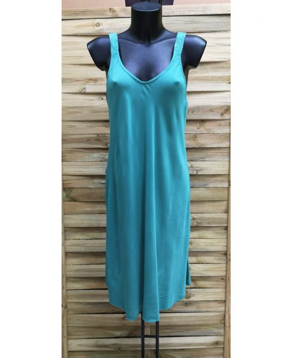 DRESS HAS SHOULDER STRAPS FLUID 1014 GREEN