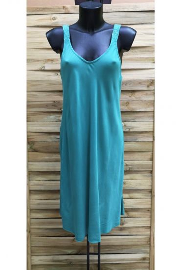 DRESS HAS SHOULDER STRAPS FLUID 1014 GREEN