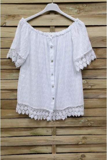 TOP IN PIZZO SULLE SPALLE 1017 BIANCO