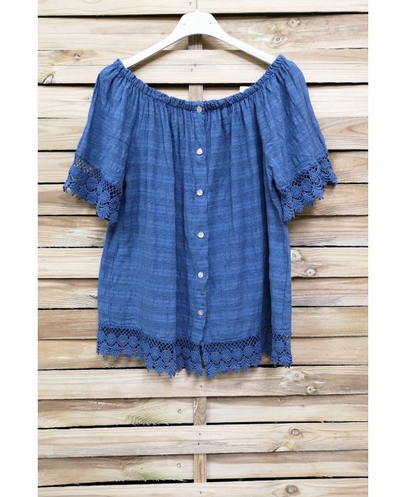 TOP IN PIZZO SULLE SPALLE 1017 BLU