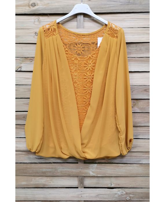 BLOUSE DRAPEE KANT S9003 MOSTERD