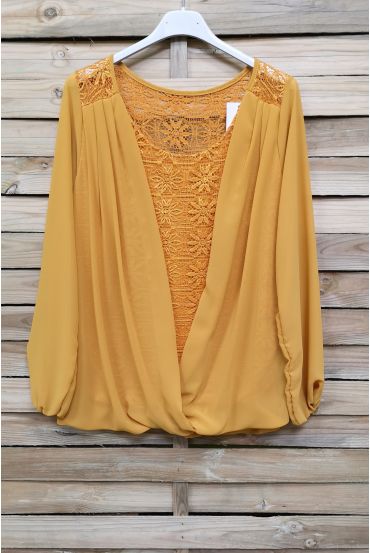 BLOUSE DRAPEE KANT S9003 MOSTERD