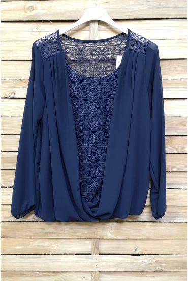 BLOUSE DRAPEE LACE S9003 NAVY