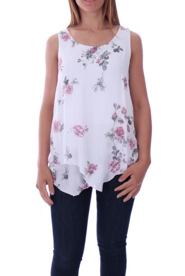 TOP DRAPE FLEURS 9136 BLANC