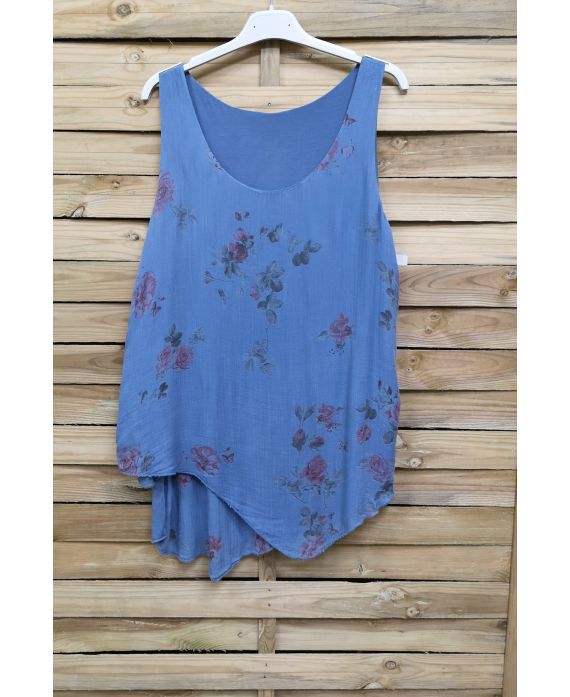 TOP-DRAPIERT, BLUMEN, 1022 BLAU