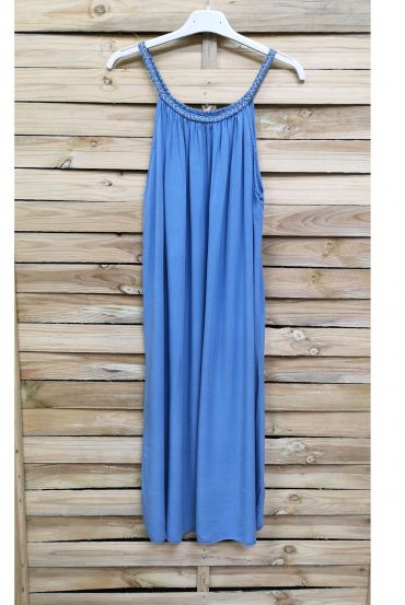 VLOEIENDE JURK FANCY KRAAG 1025 BLAUW