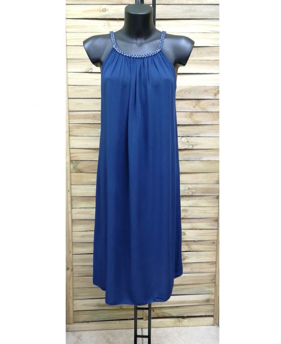 FLIEßENDEN KLEID-AUSSCHNITT FANTASIE-1025-MARINE-BLAU