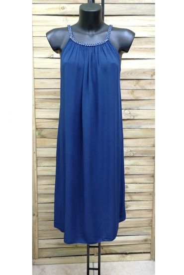 FLIEßENDEN KLEID-AUSSCHNITT FANTASIE-1025-MARINE-BLAU