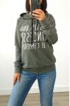 SWEATSHIRT MIT KAPUZE HAT ICH BIN EINE PRINZESSIN 3004 MILITÄR GRÜN