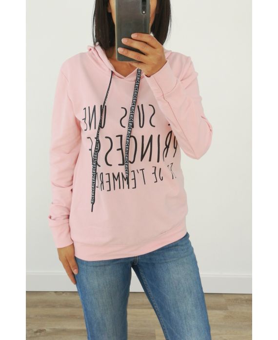 SUDADERA TIENE UNA CAPUCHA SOY UNA PRINCESA 3004 ROSA