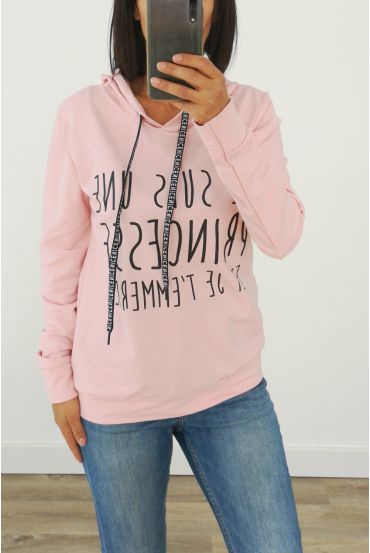 SUDADERA TIENE UNA CAPUCHA SOY UNA PRINCESA 3004 ROSA