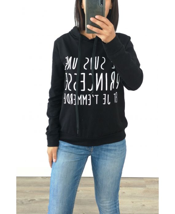 SUDADERA TIENE UNA CAPUCHA SOY UNA PRINCESA 3004 NEGRO