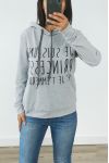 SWEAT A CAPUCHE JE SUIS UNE PRINCESSE 3004 GRIS