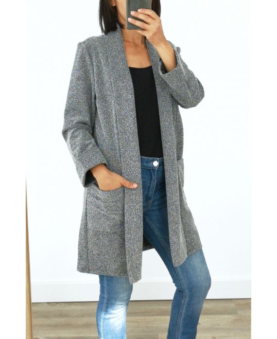 GILET/VESTE LONG POCHES 3013 BLANC