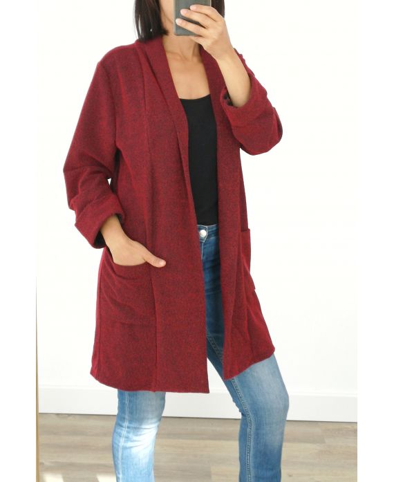 GILET/VESTE LONG POCHES 3013 ROUGE