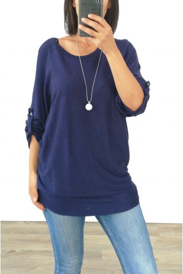 A SWEATER-SOFT + NECKLACE OFFERED 3005 NAVY BLUE