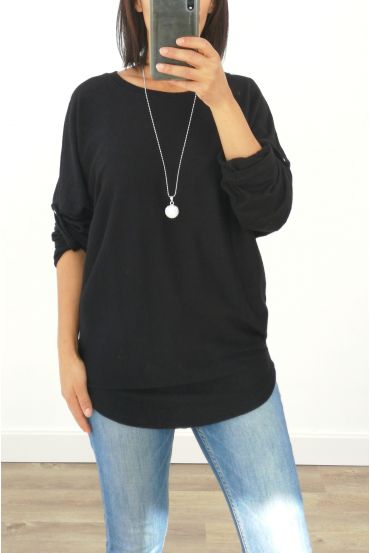 PULL DOUX + COLLIER OFFERT 3005 NOIR