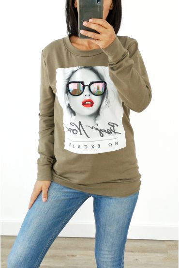 SWEAT WOMAN 3007 MILITARY GREEN