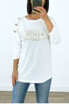 SWEATER SHOULDER BUTTONS I LOVE 3029 WHITE