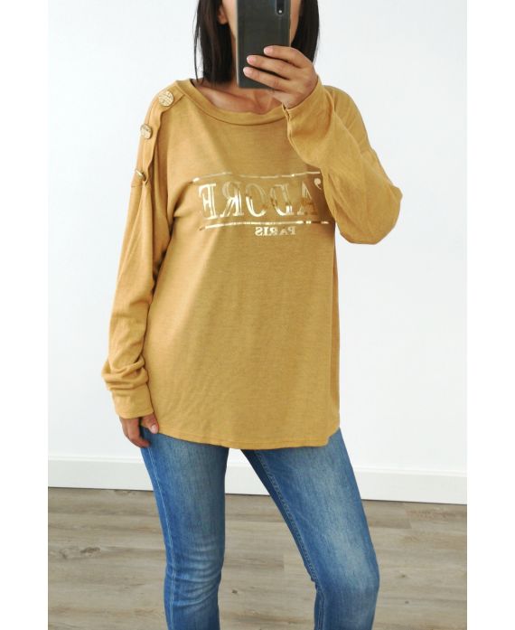 SWEATER SHOULDER BUTTONS I LOVE 3029 MUSTARD