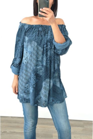 TUNIC HAS NECKLINE ELASTIQUEE 3024 BLUE