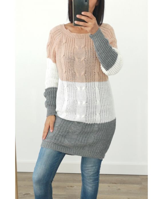 PULL LONG EN LAINE 3032 ROSE