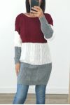 PULL-ENTLANG-WOLLE 3032 BORDEAUX