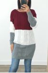 PULL LONG EN LAINE 3032 BORDEAUX