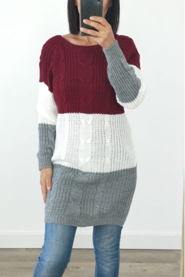 PULL-ENTLANG-WOLLE 3032 BORDEAUX