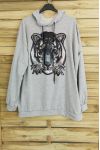 SWEATSHIRT MIT KAPUZE HAT EINE OVERSIZE-TIGER-3008-GRAU