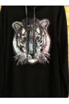 SWEATSHIRT MIT KAPUZE HAT EINE OVERSIZE-TIGER-3008, SCHWARZ