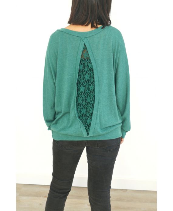 PULL DOS DENTELLE 3014 VERT