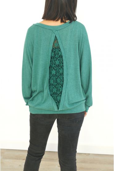 PULL DOS DENTELLE 3014 VERT