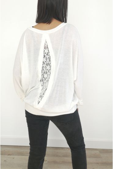 PULL DOS DENTELLE 3014 BLANC