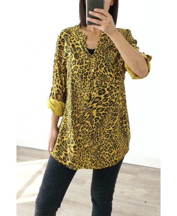 BLOUSE PATTERN LEOPARD 3025 MUSTARD