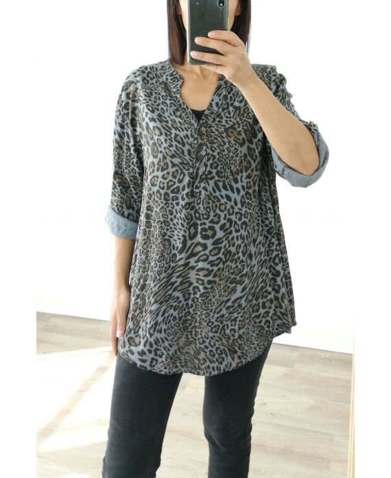 BLOUSE PATROON LEOPARD 3025 GRIJS