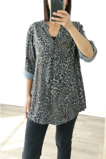 BLOUSE PATROON LEOPARD 3025 GRIJS