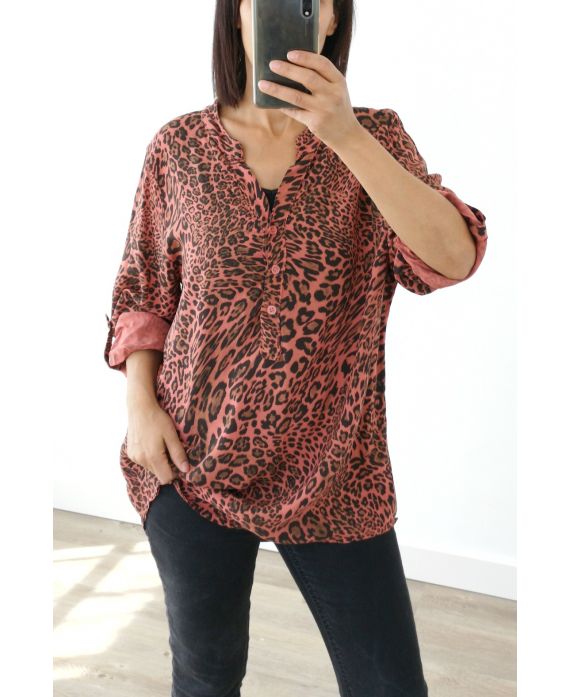 BLOUSE PATTERN LEOPARD 3025 BRICK