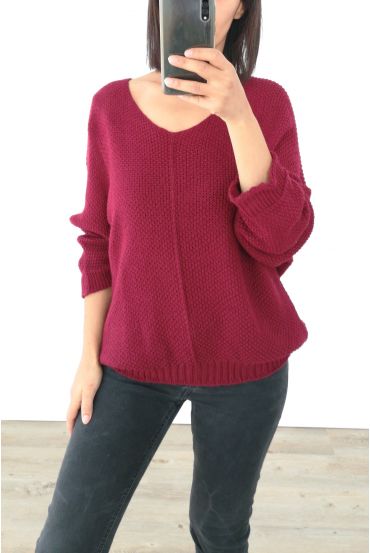 PULLOVER KNITTED V-AUSSCHNITT 3019 BORDEAUX