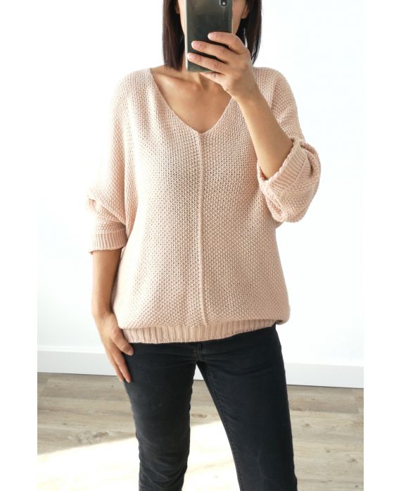 KNIT SWEATER V-NECK 3019 ROSE