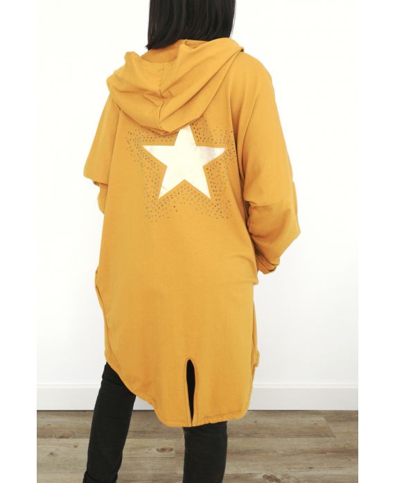 VESTE DOS ETOILE STRASS 3031 MOUTARDE