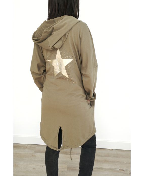 CHAQUETA DE VUELTA ESTRELLA DE DIAMANTES DE IMITACIÓN 3031 VERDE MILITAR