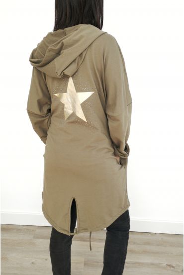 VESTE DOS ETOILE STRASS 3031 VERT MILITAIRE