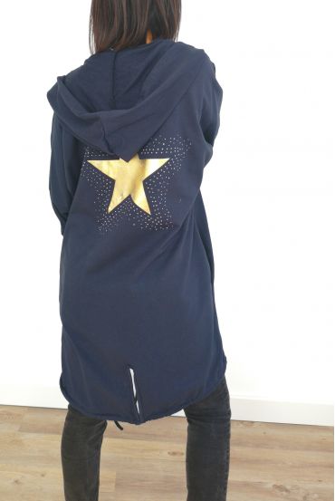 VESTE DOS ETOILE STRASS 3031 BLEU MARINE