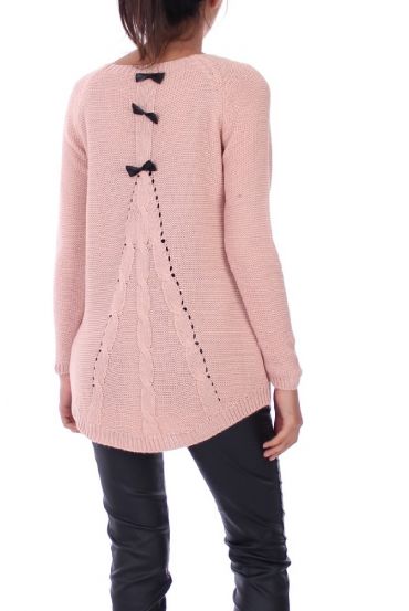 PULLOVER DOS PETITS NŒUDS 3021 ROSE