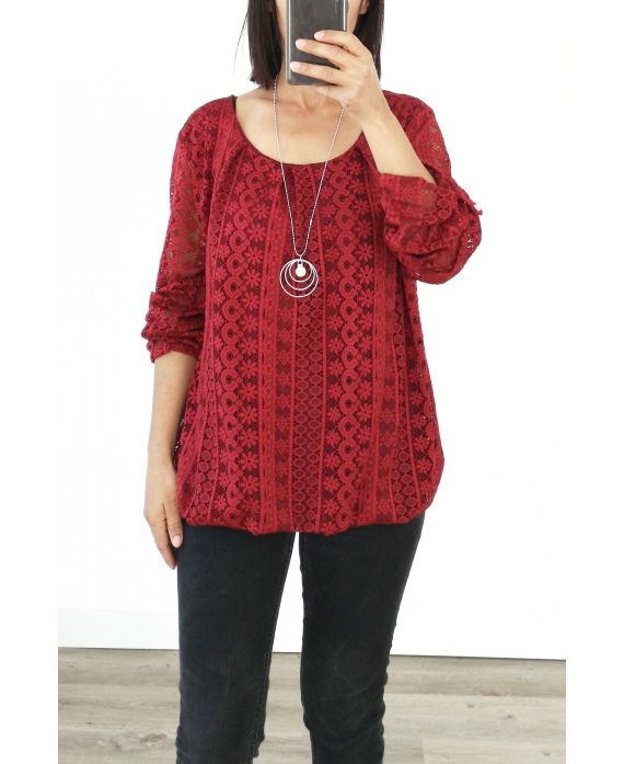 LACE TOP + KETTING AANGEBODEN 3036 BORDEAUX