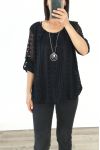 LACE TOP + KETTING AANGEBODEN 3036 ZWART