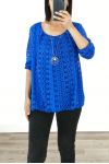 LACE TOP + NECKLACE OFFERED 3036 ROYAL BLUE