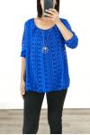 TOP DENTELLE + COLLIER OFFERT 3036 BLEU ROYAL